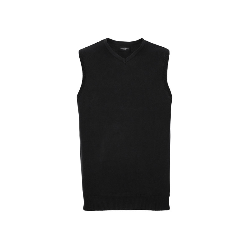 Pullover unisex smanicato collo a v