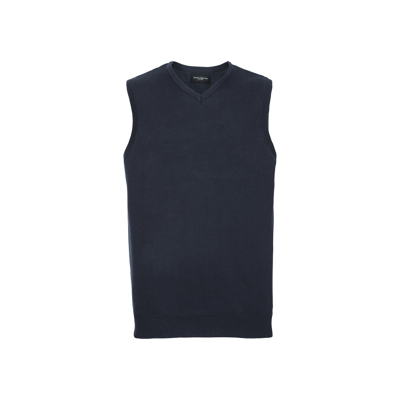 Pullover unisex smanicato collo a v