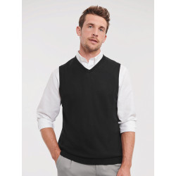 Pullover unisex smanicato collo a v