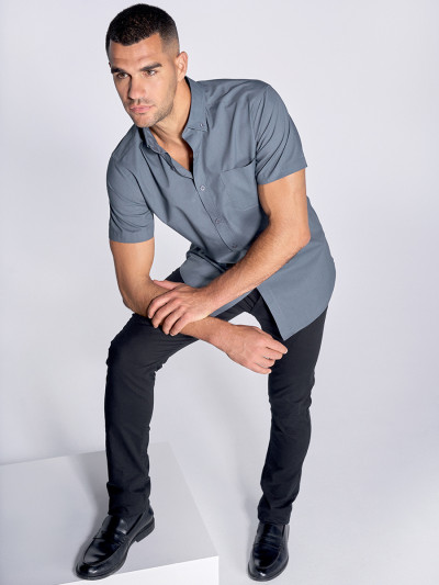 Camicia uomo manica corta popeline