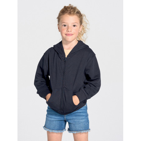 Felpa bambino cappuccio e zip leggera french terry
