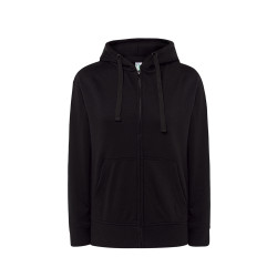 Felpa donna cappuccio e zip leggera french terry