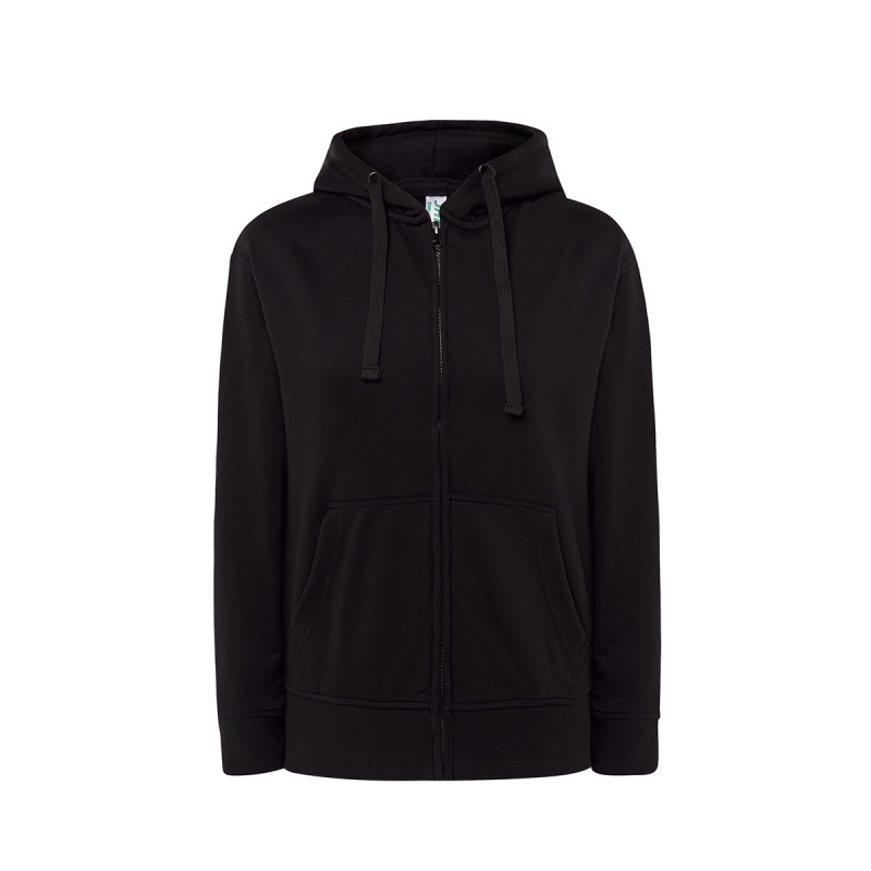 Felpa donna cappuccio e zip leggera french terry