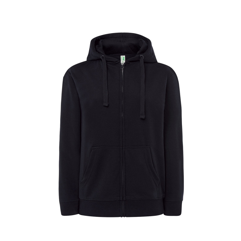 Felpa donna cappuccio e zip leggera french terry