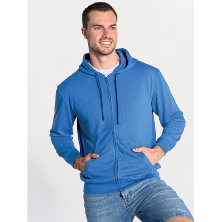 Felpa uomo cappuccio e zip leggera french terry
