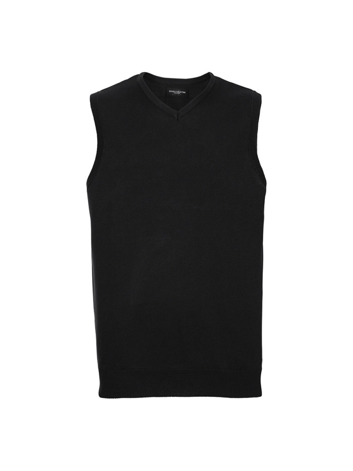 Pullover unisex smanicato collo a v