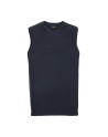 Pullover unisex smanicato collo a v