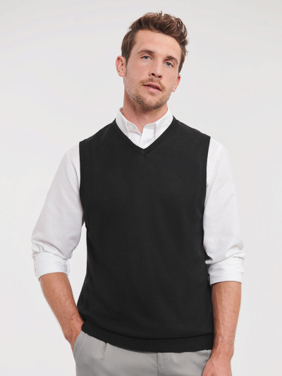 Pullover unisex smanicato collo a v