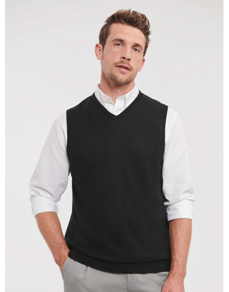 Pullover unisex smanicato collo a v