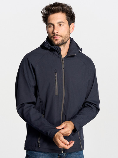 Softshell uomo con cappuccio