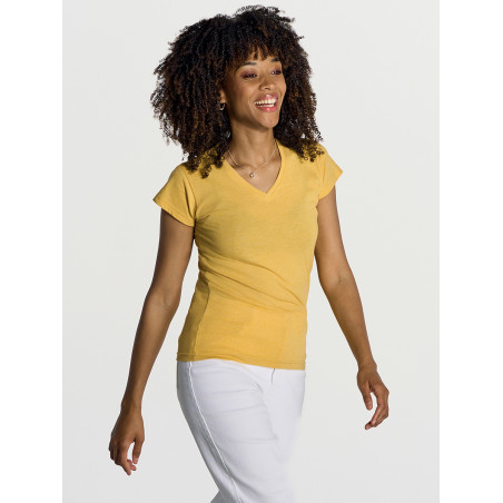 T-shirt donna manica corta collo a v regular