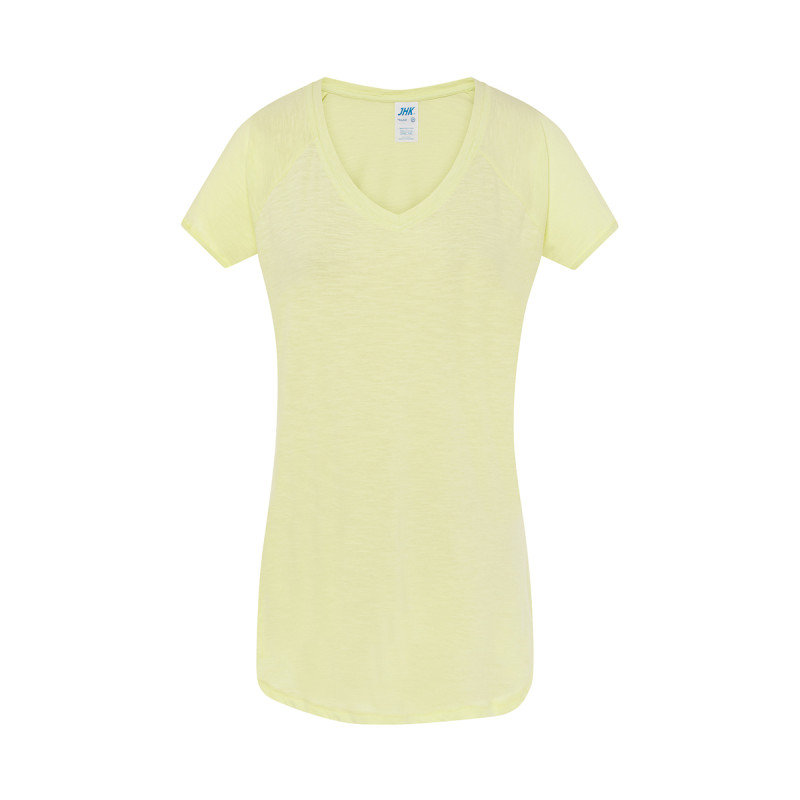 T-shirt donna manica corta collo a v urban slub