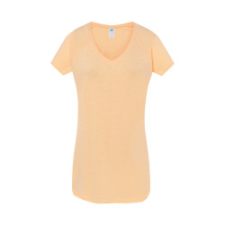T-shirt donna manica corta collo a v urban slub