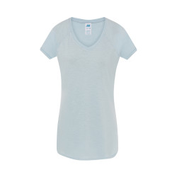T-shirt donna manica corta collo a v urban slub