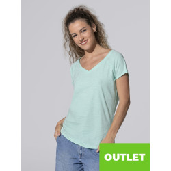 T-shirt donna manica corta collo a v urban slub
